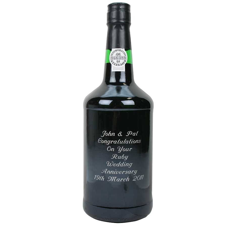 engraved bottle of port by