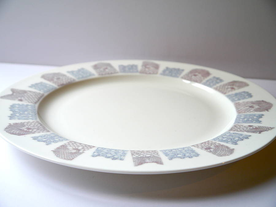 dinner plate with lace design by victoria mae designs