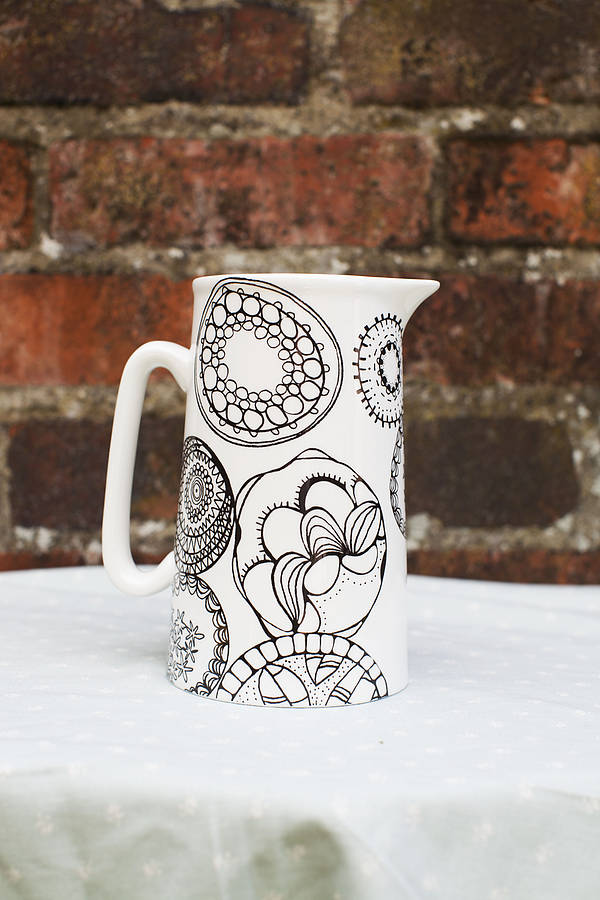 bone china jug with circles design, large by victoria mae designs