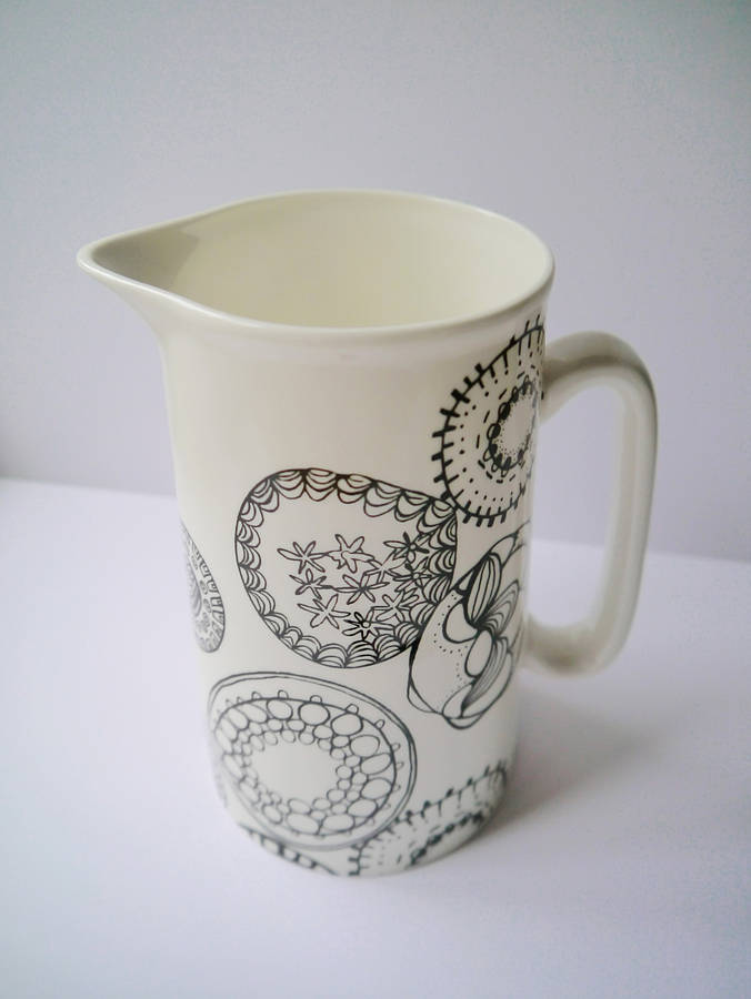 bone china jug with circles design, large by victoria mae designs