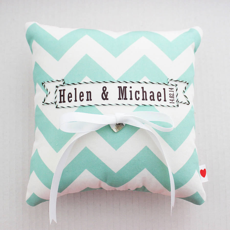 wedding ring cushion chevron design by miss shelly designs