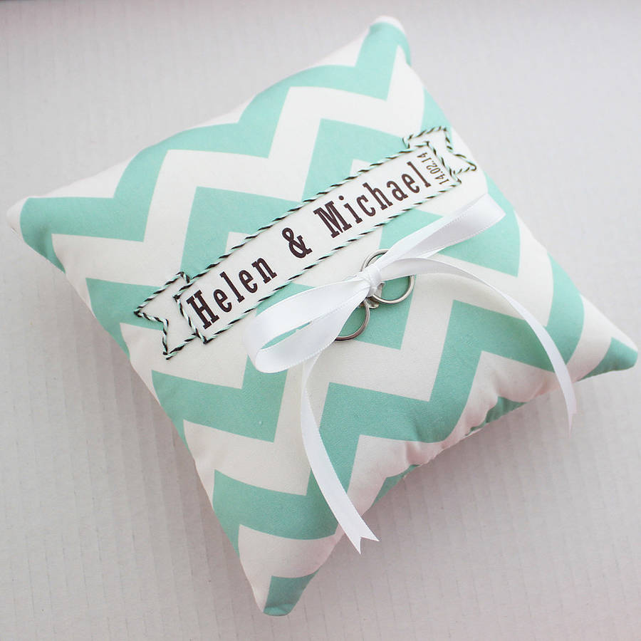 wedding ring cushion chevron design by miss shelly designs