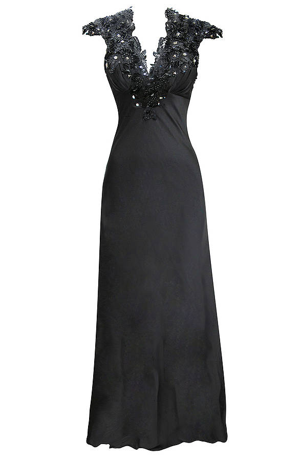 black beaded embellishment evening dress by elliot claire london