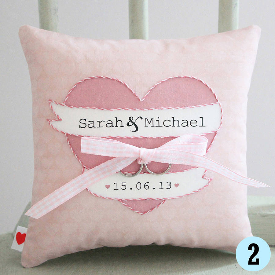 personalised wedding ring pillow by miss shelly designs