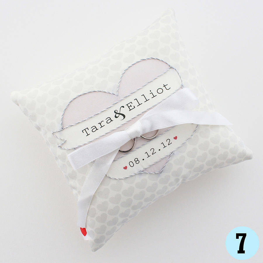 personalised wedding ring pillow by miss shelly designs