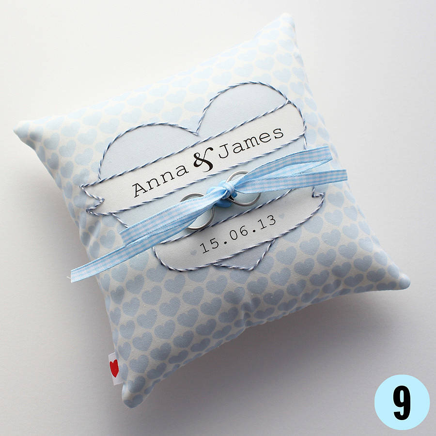 personalised wedding ring pillow by miss shelly designs