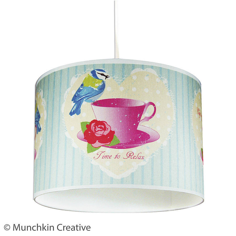 MUNCHKIN CREATIVE > homepage tea vintage lamp TEA  CUP VINTAGE > LAMPSHADE AND BIRD cup