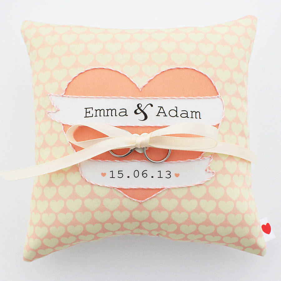 personalised wedding ring pillow by miss shelly designs