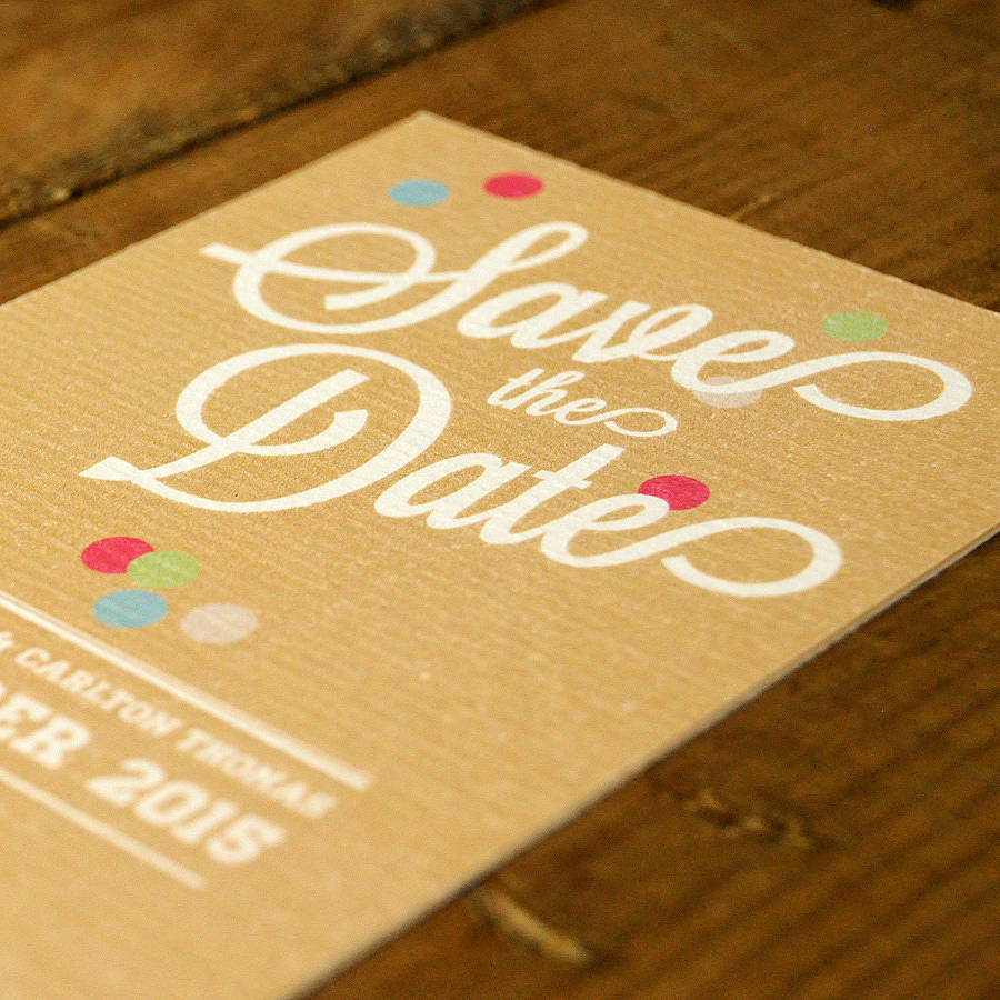 vintage confetti save the date card by feel good wedding invitations
