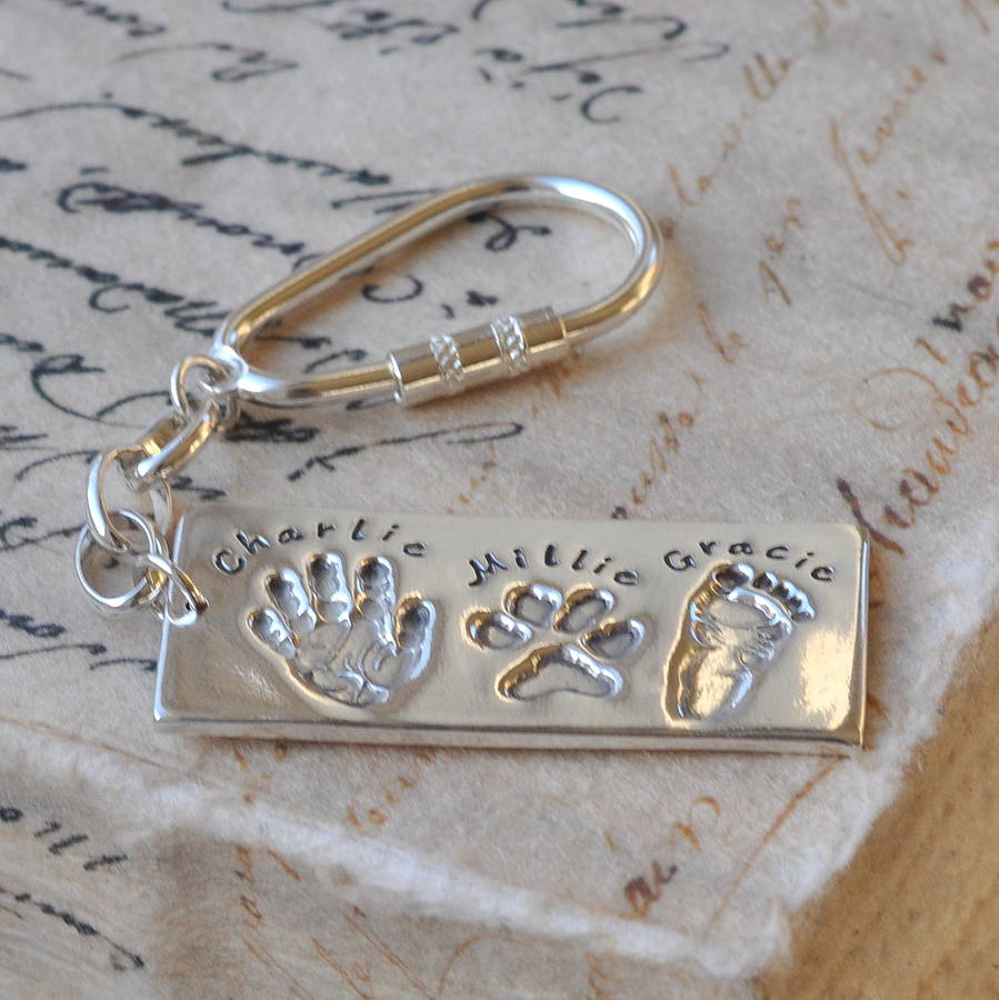 personalised print keyring by button and bean