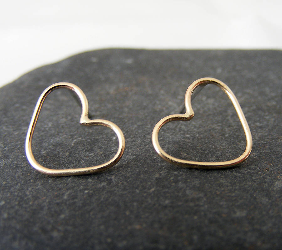 gold heart stud earrings by tanya garfield jewellery