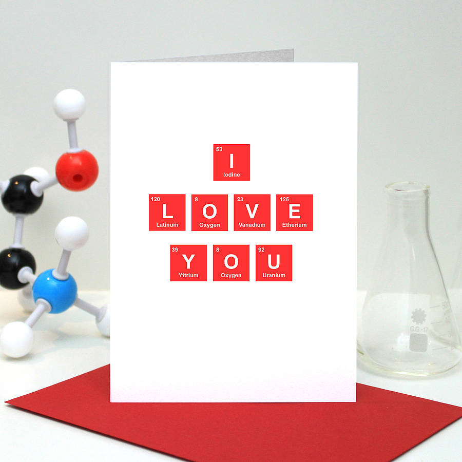 'i love you' periodic table valentine's day card by for the love of