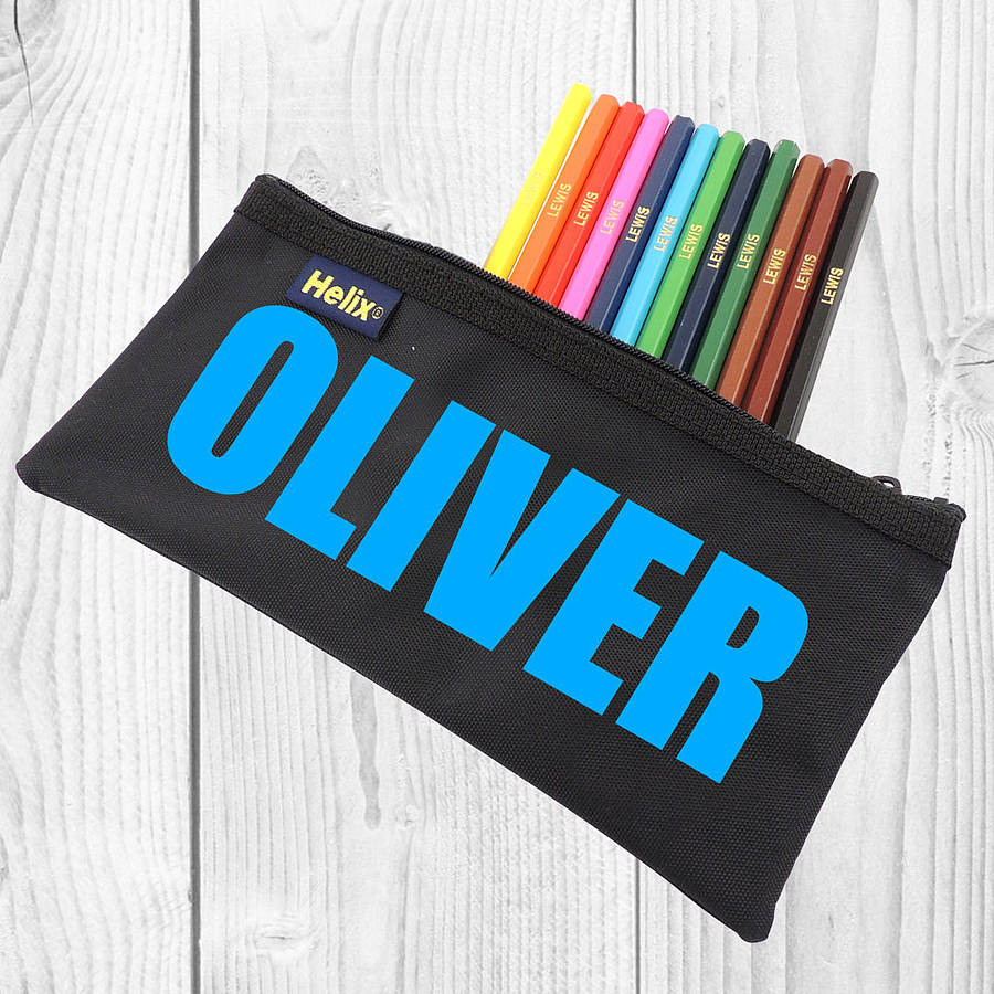 personalised name pencil case pack by able labels