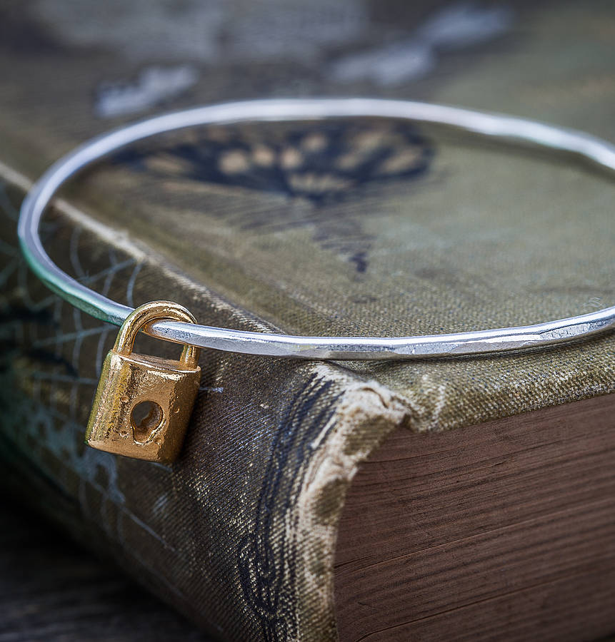 gold lock charm bangle by cabbage white england