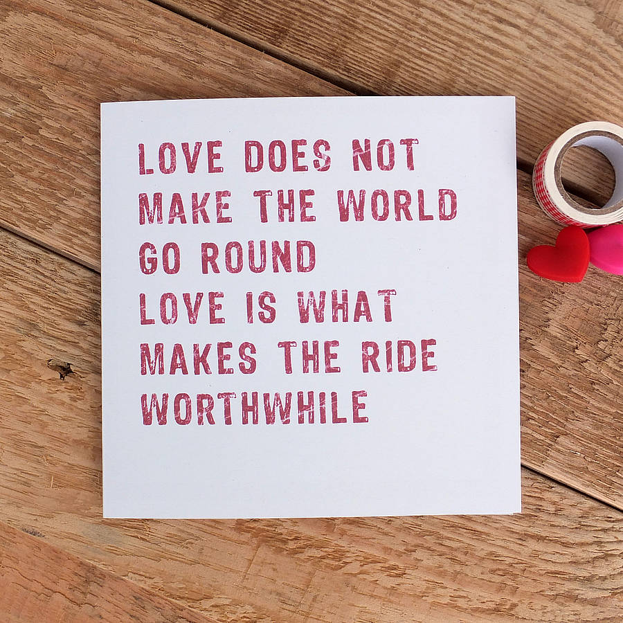 'love makes the ride worthwhile' card by coulson macleod