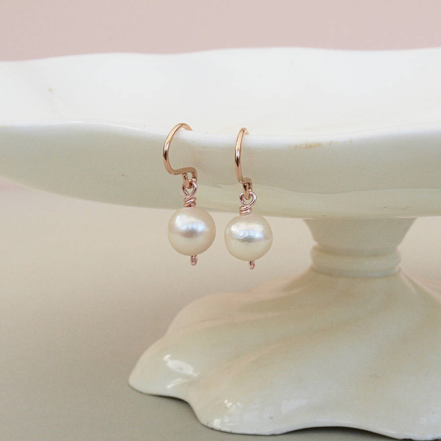 rose gold pearl earrings by jewellery made by me