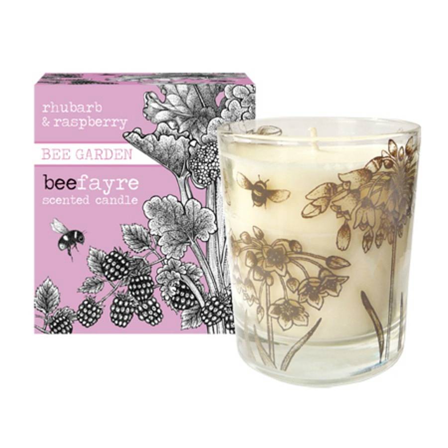 rhubarb and raspberry scented candle by beefayre