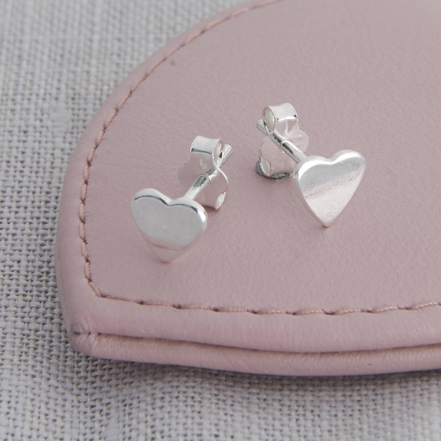 girls tiny sterling silver heart earrings by hurleyburley junior