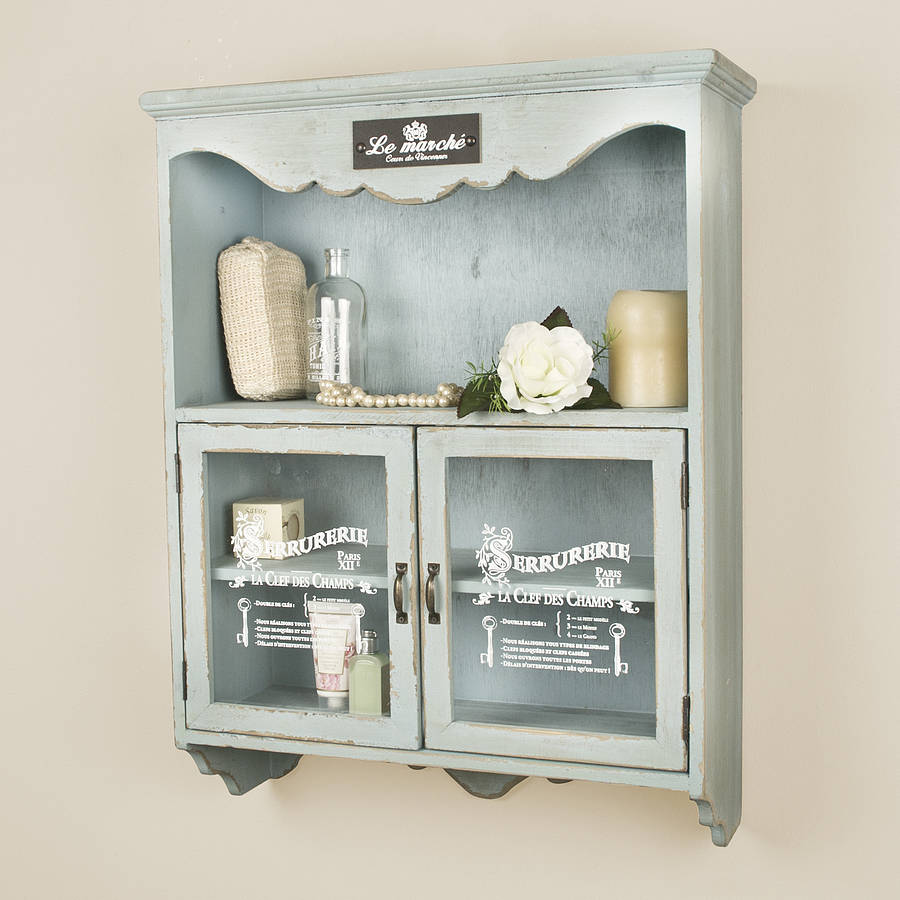 vintage blue french wall cupboard by dibor