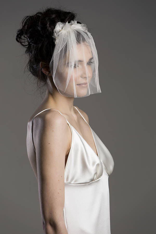 fifi silk flower ivory blusher veil by lovebysusie
