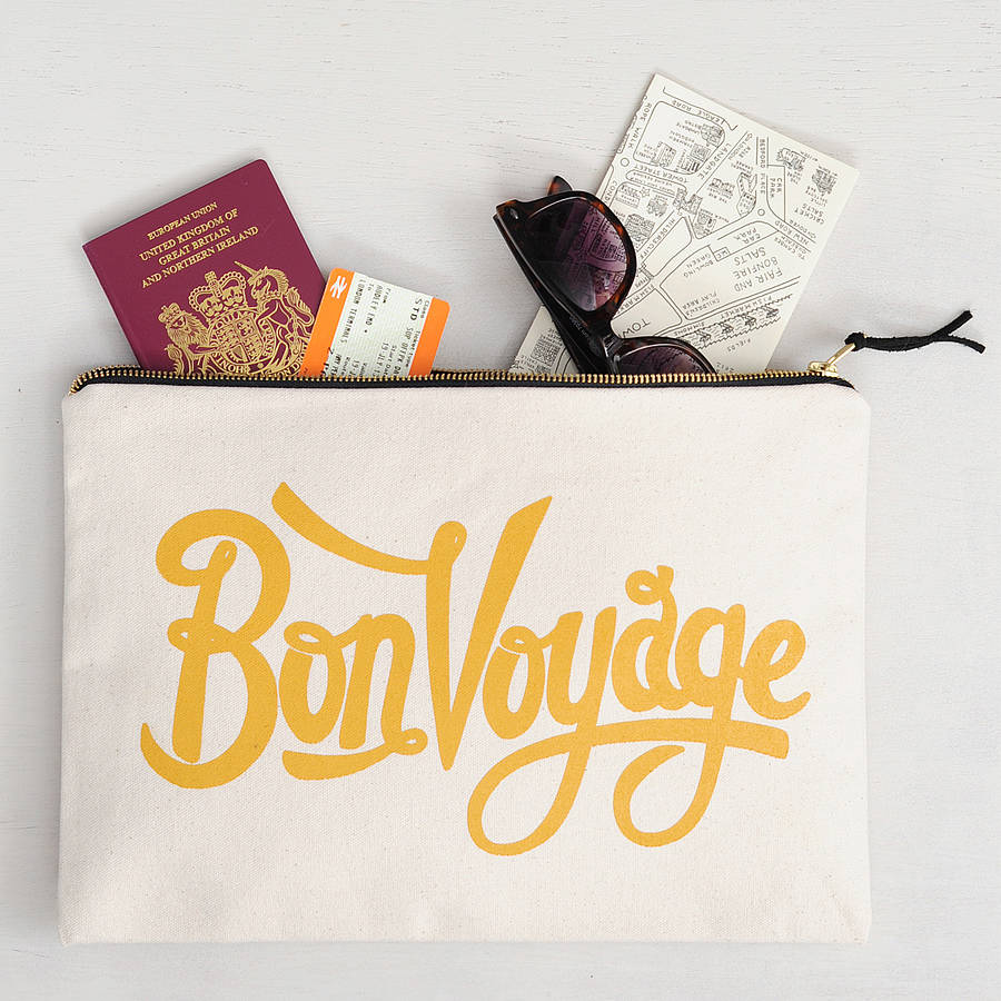 'bon voyage' travel pouch by alphabet bags