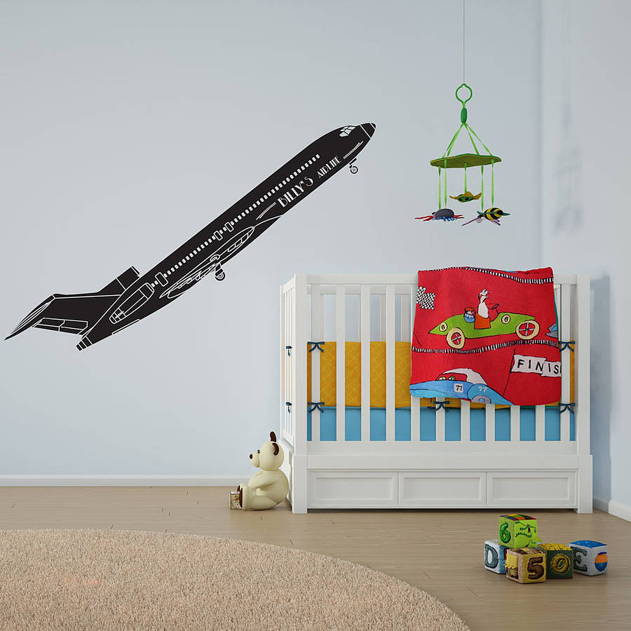 personalised airplane vinyl wall art by vinyl revolution