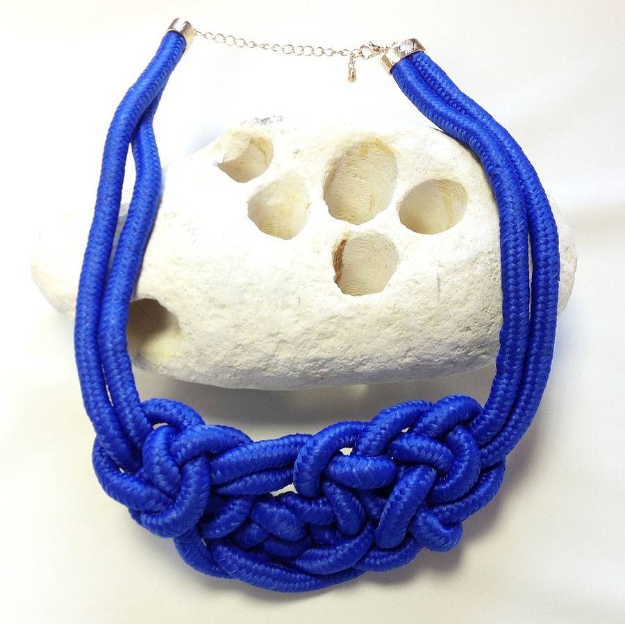 blue rope knot necklace by iamia