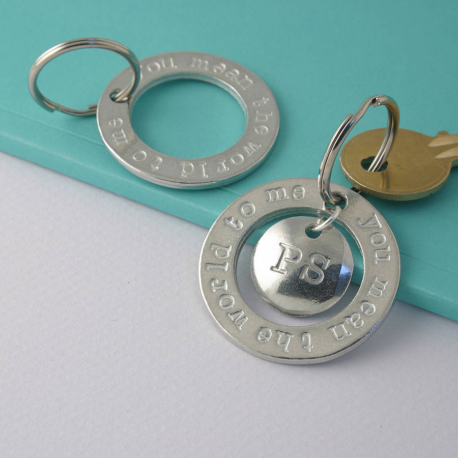 you mean the world to me pewter charm keyring by multiply design