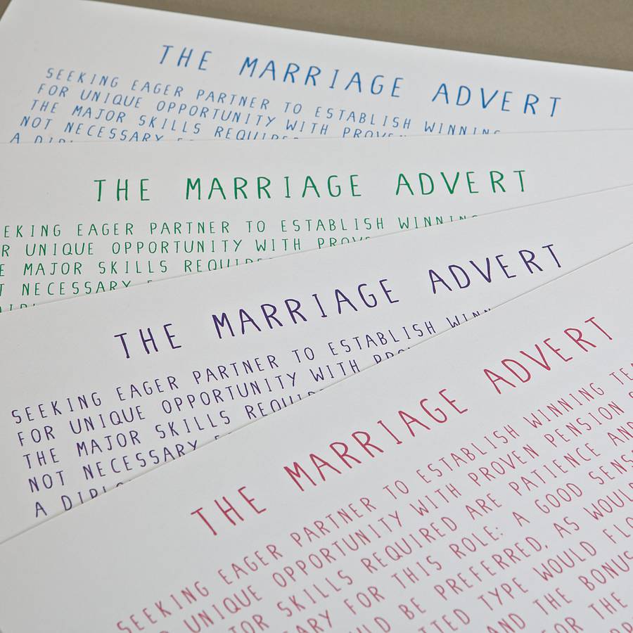 personalised marriage proposal print with marriage poem by bespoke