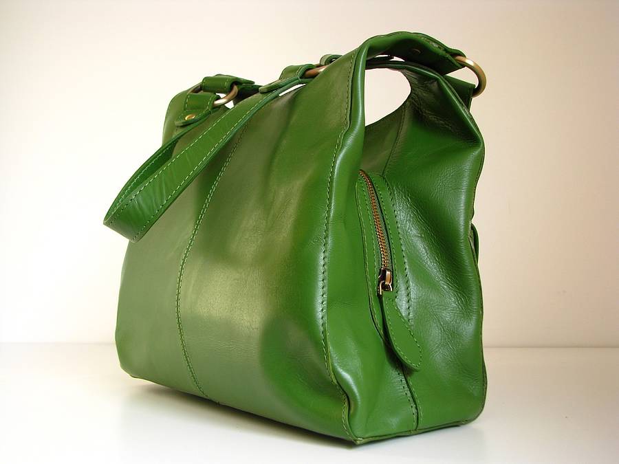 leather pocket handbag, kelly green by the leather store | www.bagssaleusa.com