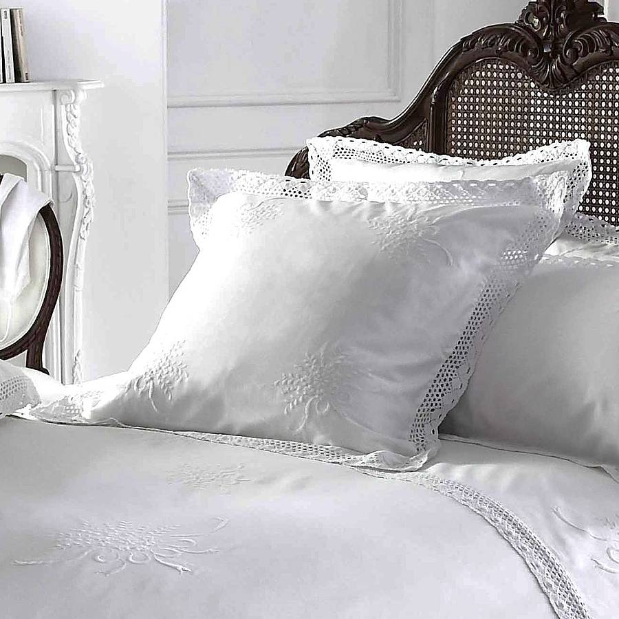 large white lace and embroidered pillowcase by marquis & dawe