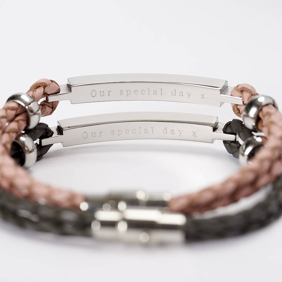 personalised women's leather identity bracelet by suzy q designs