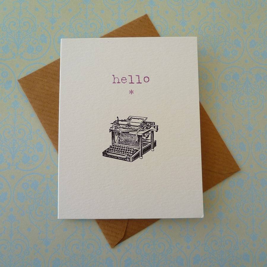 set of three typewriter mini notecards by arbee