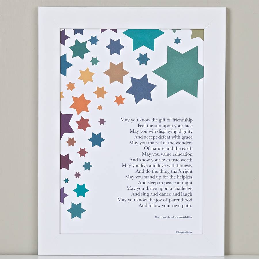 'wishes for a child' christening poem print by bespoke verse