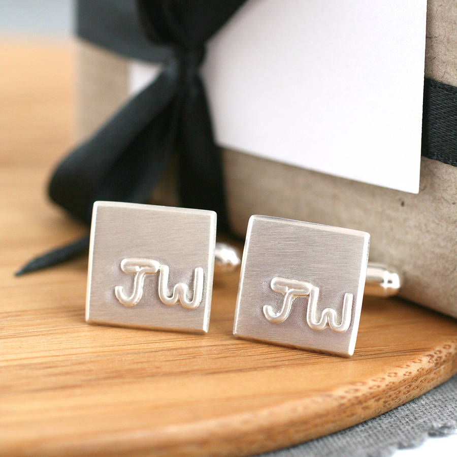 personalised silver small initial cufflinks by louy magroos