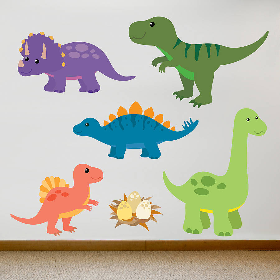 children's dinosaur wall sticker set by oakdene designs ...