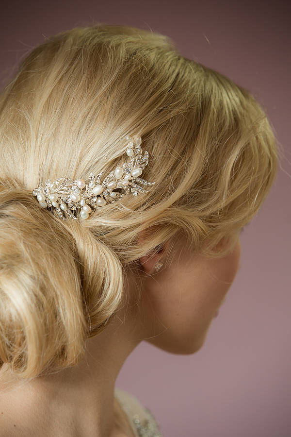 ruby crystal and pearl hair comb by anusha