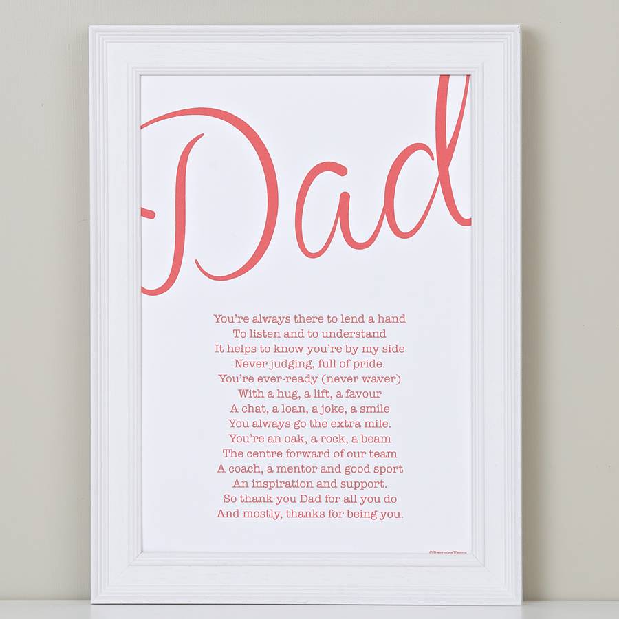 My Dad Poem Print By Bespoke Verse