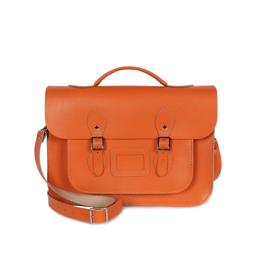 orange leather briefcase