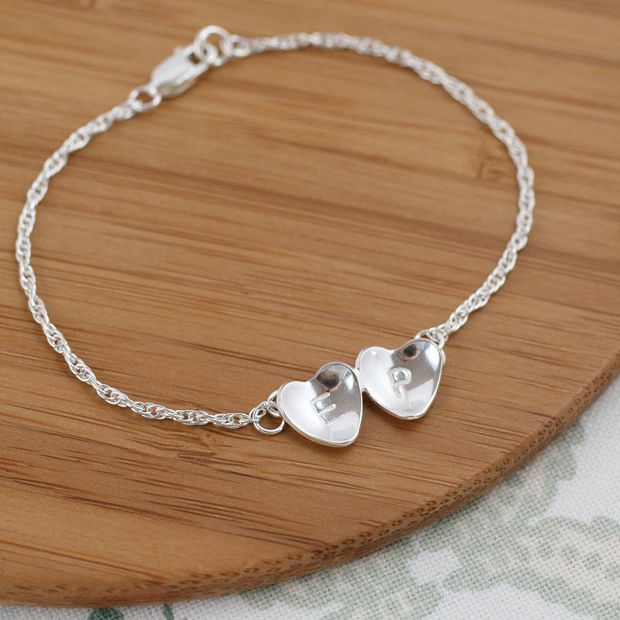 personalised silver valentines heart bracelet by louy magroos