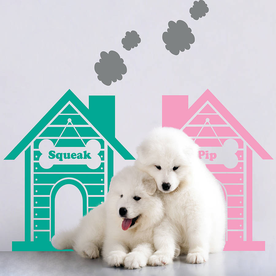 Personalised Twin Dog House Wall Stickers By Snuggledust Studios 