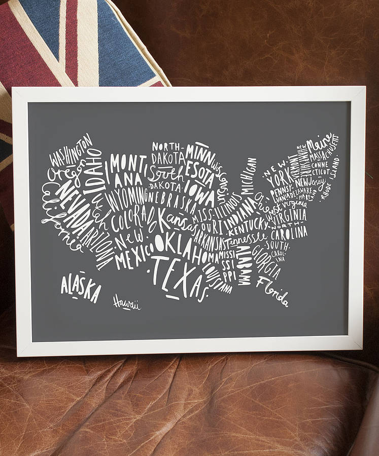 illustrated usa map print by old english company | notonthehighstreet.com