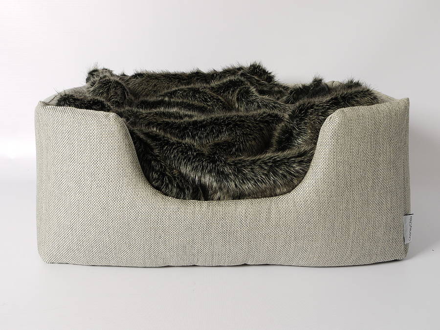 charcoal faux fur pet blanket by charley chau