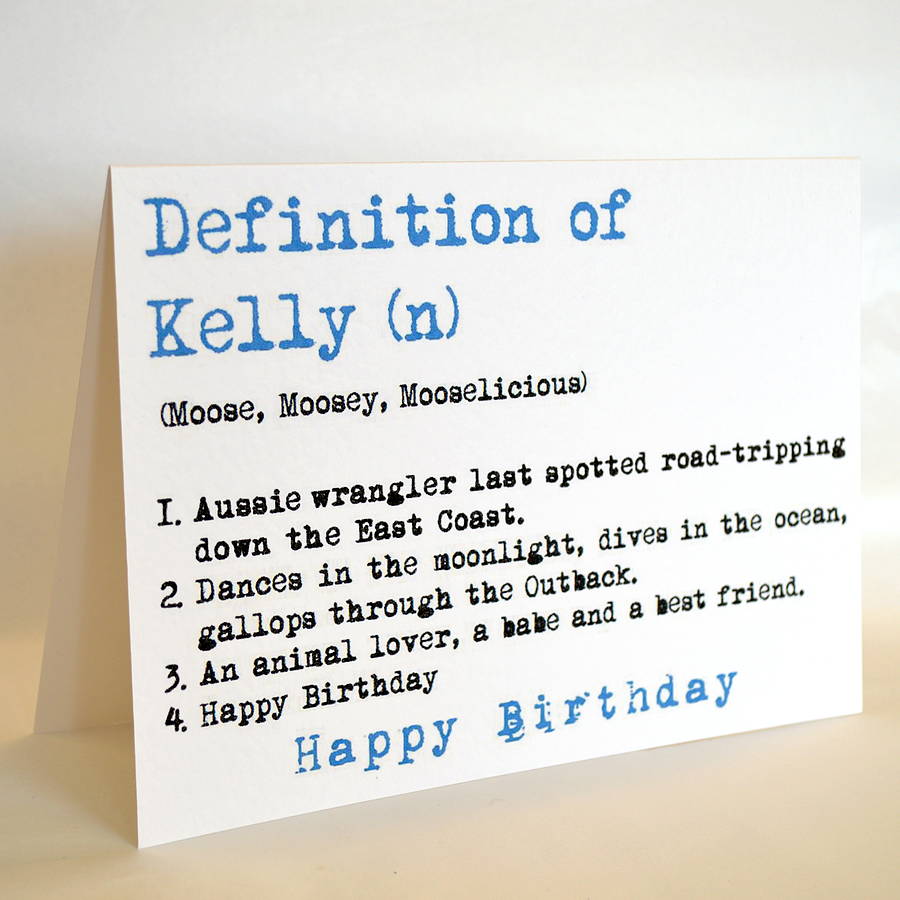 personalised definition birthday card blue by sew very english