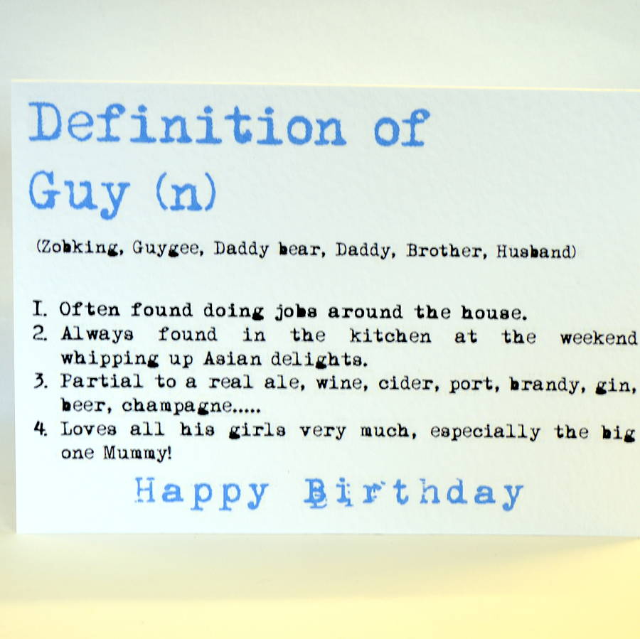 personalised definition birthday card blue by sew very english