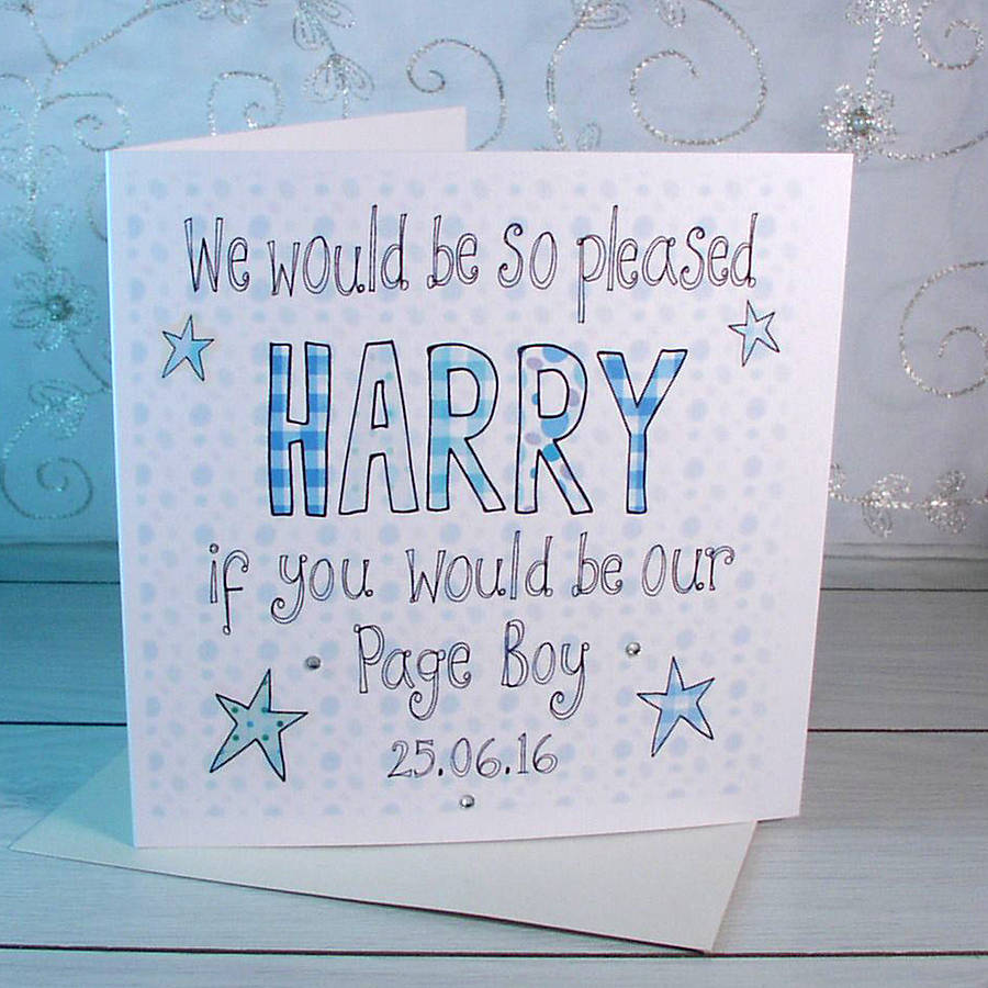 personalised will you be our page boy card by claire sowden design
