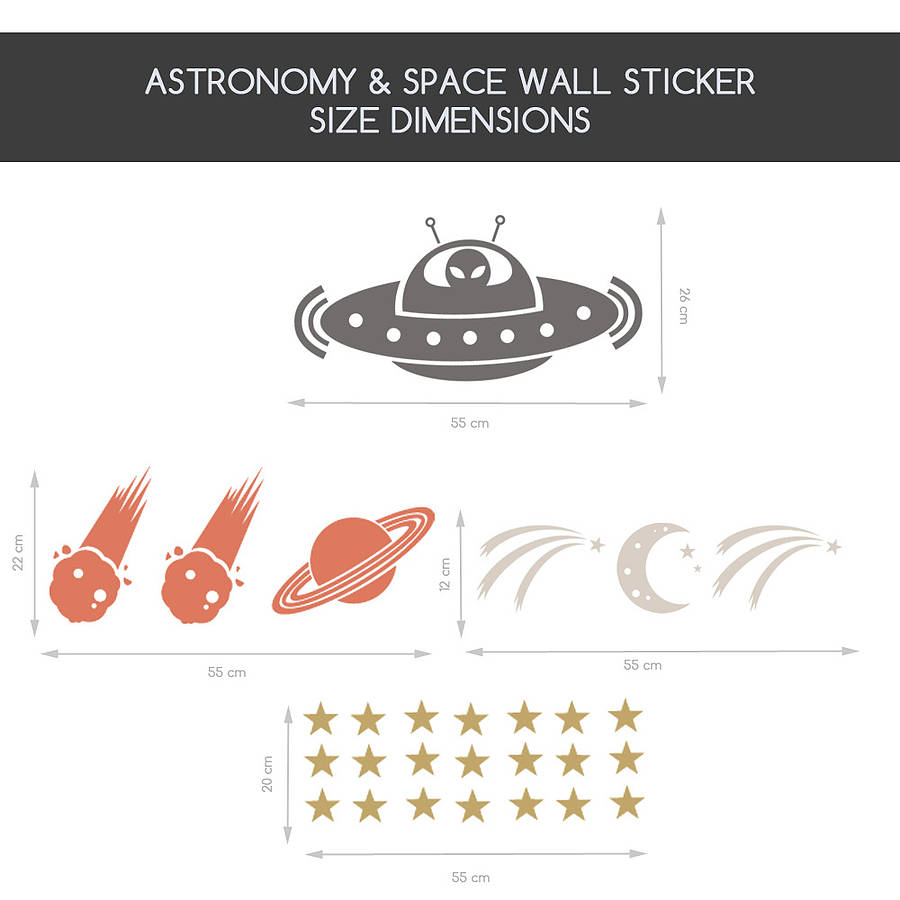 astronomy and space themed wall stickers by snuggledust studios
