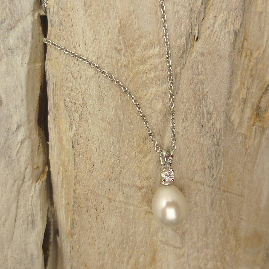 Drop Pearl Pendant Necklace By Tigerlily Jewellery