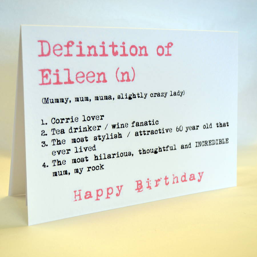 personalised definition birthday card pink by sew very english