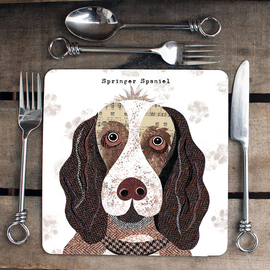springer spaniel personalised dog placemat by simon hart